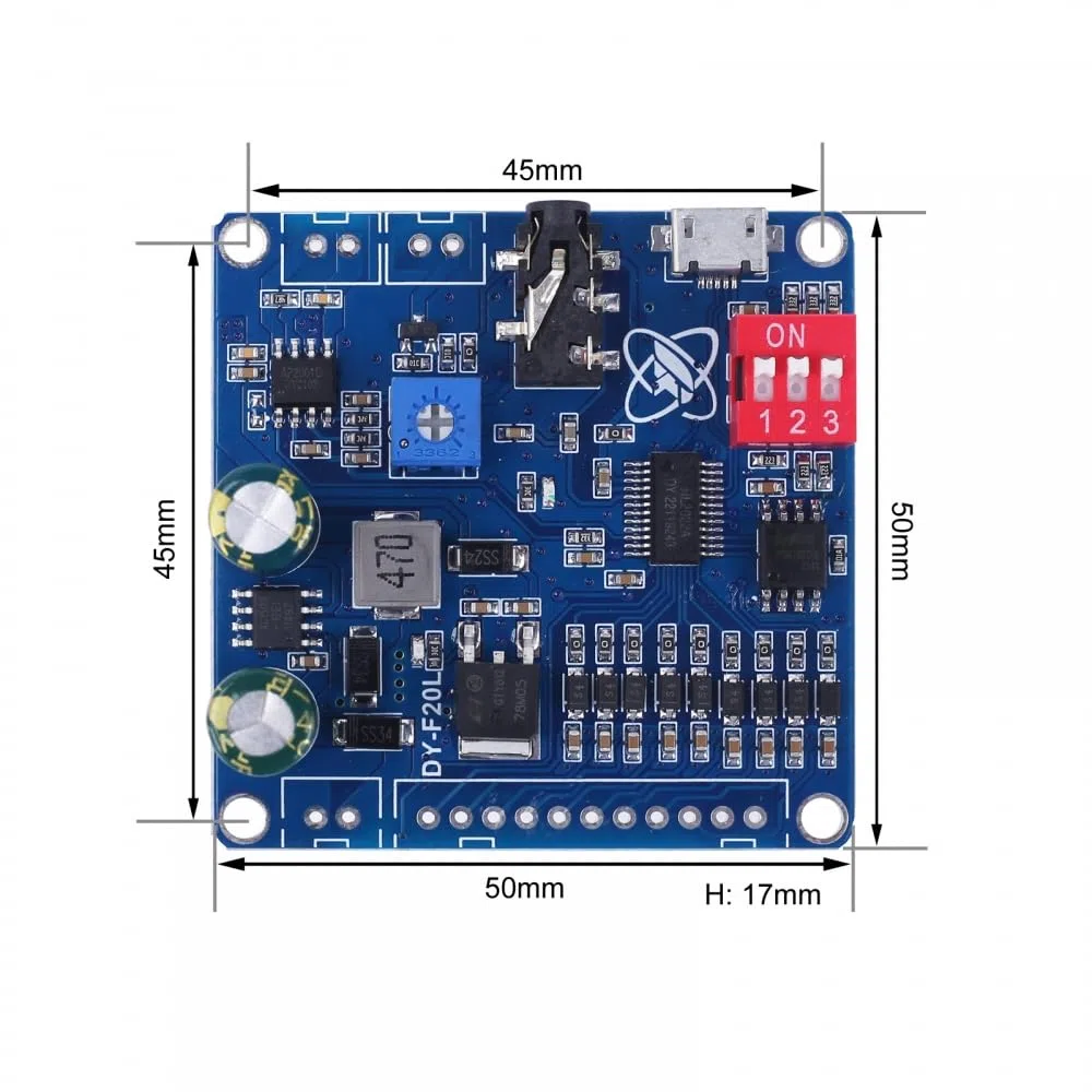 Modulo di Riproduzione Vocale,DY-F20L 12V / 24V Scheda Audio per Riproduzione Vocale,10W 20W Scheda Comandi Vocali per Feste di Festival Musicali