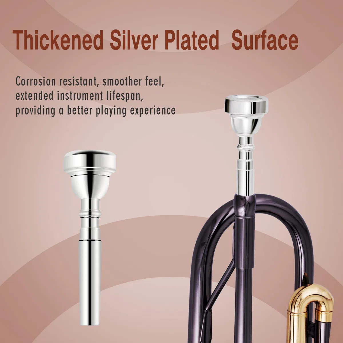 EastRock Bocchino per Tromba,7C Tromba Bocchino Placcato Argento Ricambio Bb Tromba Accessori per Strumenti Musicali Tromba Pratica Bocchino per principianti (7C, Silver)