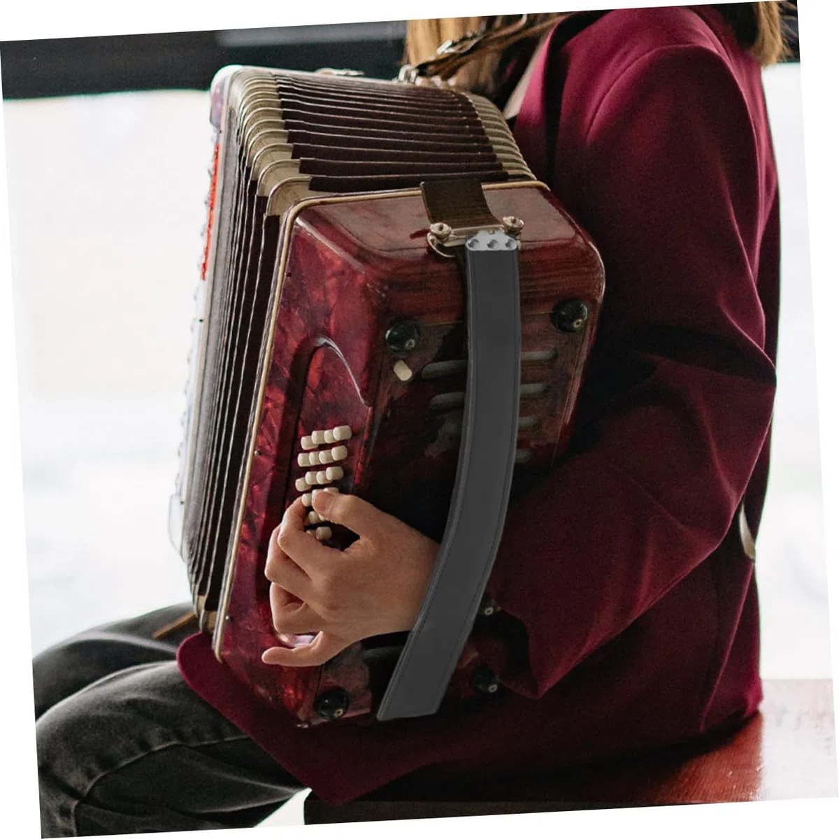 Cinghia per Fisarmonica Basso Lato Sinistro in Pu Resistente Design Ergonomico per Musicisti, Facile da Indossare per Fisarmoniche a 120 Bassi