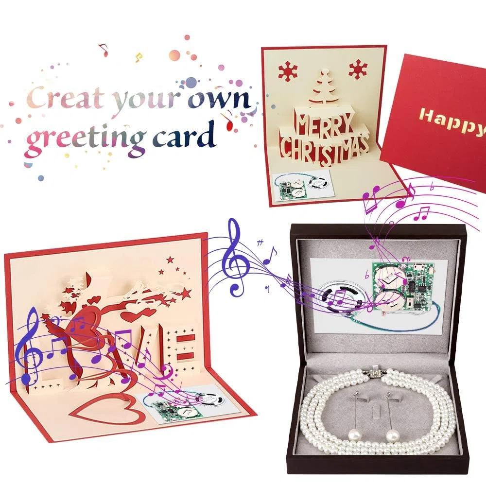 DONGKER Modulo Audio con sensore di luce, Modulo vocale scrivibile MP3 8MB memoria, micro USB per biglietti di auguri fai da te, regali creativi modellini fai da te biglietto d'auguri Regalo di festa