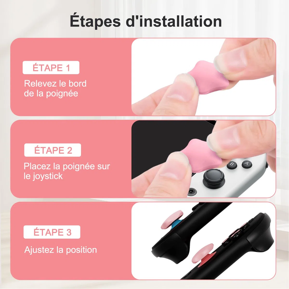 Simpatico set di tappi per pulsanti in silicone, adesivi per pulsanti Nintendo Switch 2, NS2, tappi per joystick NS2 (cuore rosa nero)