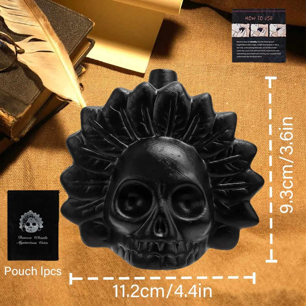Fischietto di morte azteco, Autentico Umano Suonante, Aztec Death Whistle, fischietto più forte a 125+ decibel, urlando aztechi pipa di guerra, per Halloween Giorno dei morti