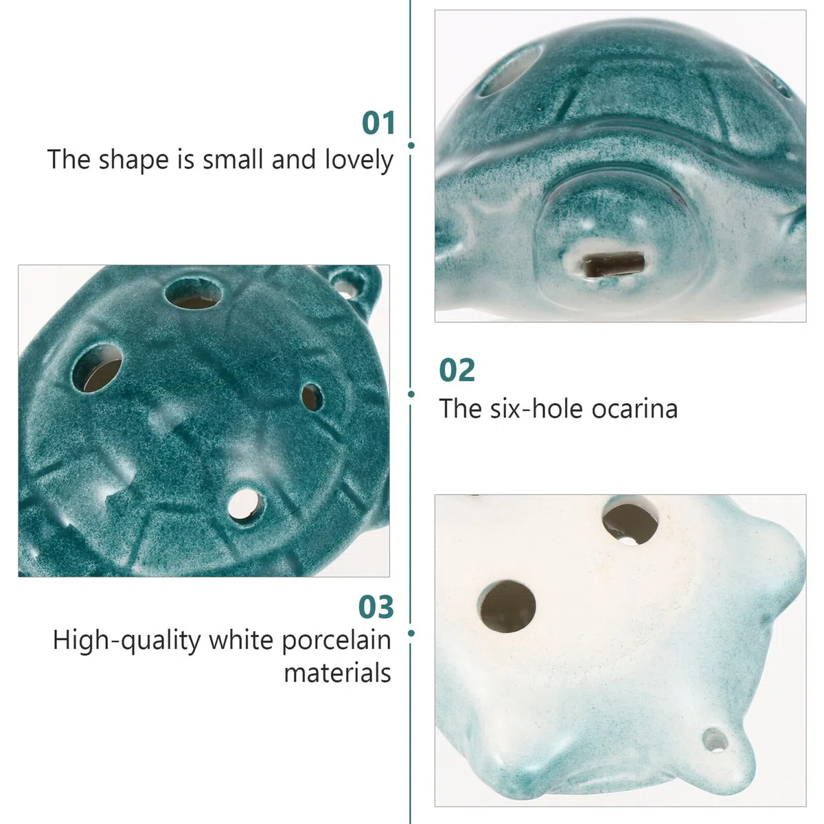 Ocarina a Forma di Tartaruga in Porcellana Bianca, Flauto Ocarina per Principianti a 6 Fori, Strumento Musicale Melodioso per Adulti, Set Introduttivo per Apprendimento Musicale