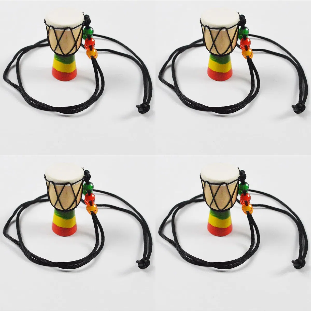 4 Pezzi Mini Tamburi Africani, Tamburo Africano Collana Legno, Djembe Appeso Tamburo Africano, Adatti per Artisti, Amanti della Musica o Amanti delle Percussioni (Dreifarbiges Holz)