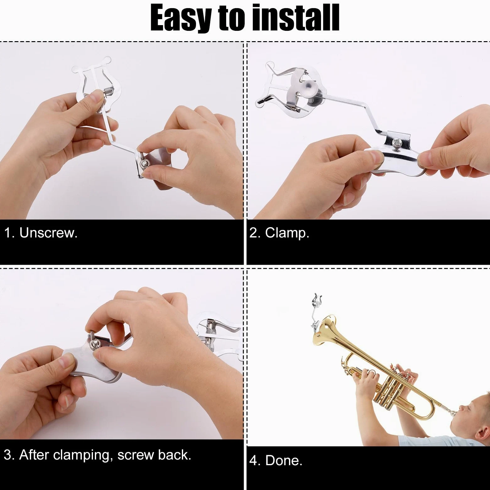 Trombone Clip Musicale, Supporto per Spartiti Musicali per Trombone Supporto Portatile per Spartiti Musicali in Metallo Accessori per Strumenti per Principianti si Esercitano Nella Musicale