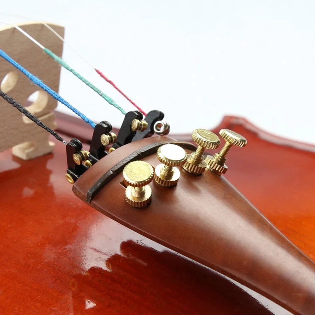 TIMESETL 4Pack Violino Fine Tuners per 4/4-3/4 Violino Metal Thong Adjuster Nickel Plated Anti Ruggine (Nero + Oro)