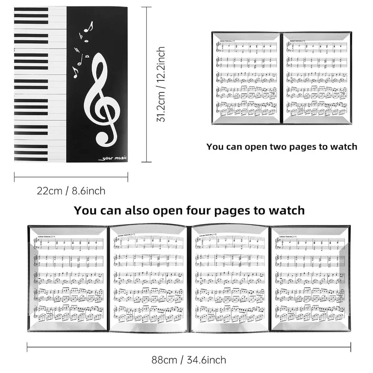 Raccoglitore Porta Spartiti Musicali 6 Pagine Cartelle per Musicisti Impermeabile Cartella per Spartiti Porta Documenti Musicale per Pianoforte Chitarra Violino Carta Documenti Amanti