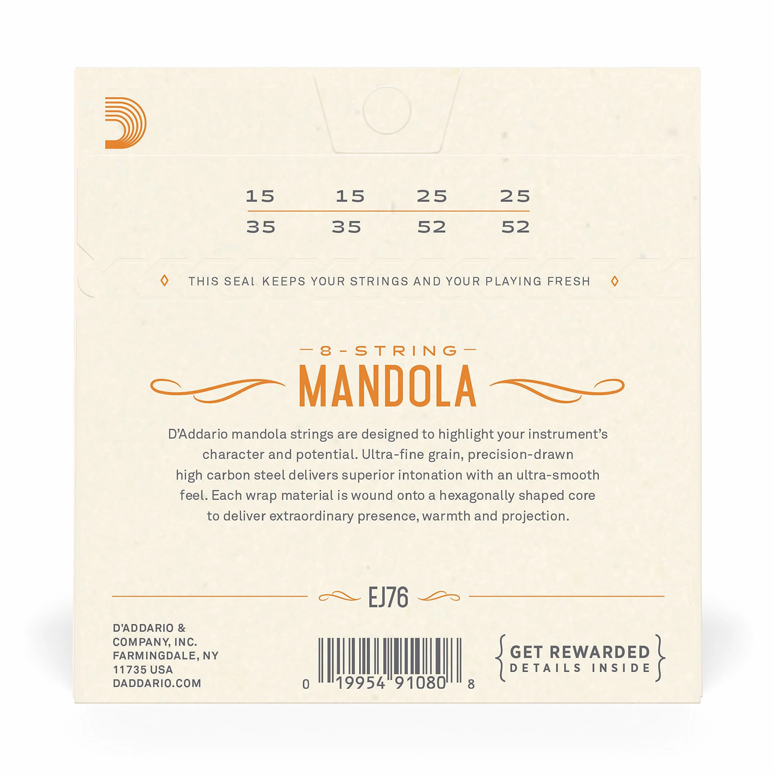 D'Addario EJ76 Phosphor Bronze Set per Mandola, Tensione Media, 15-52