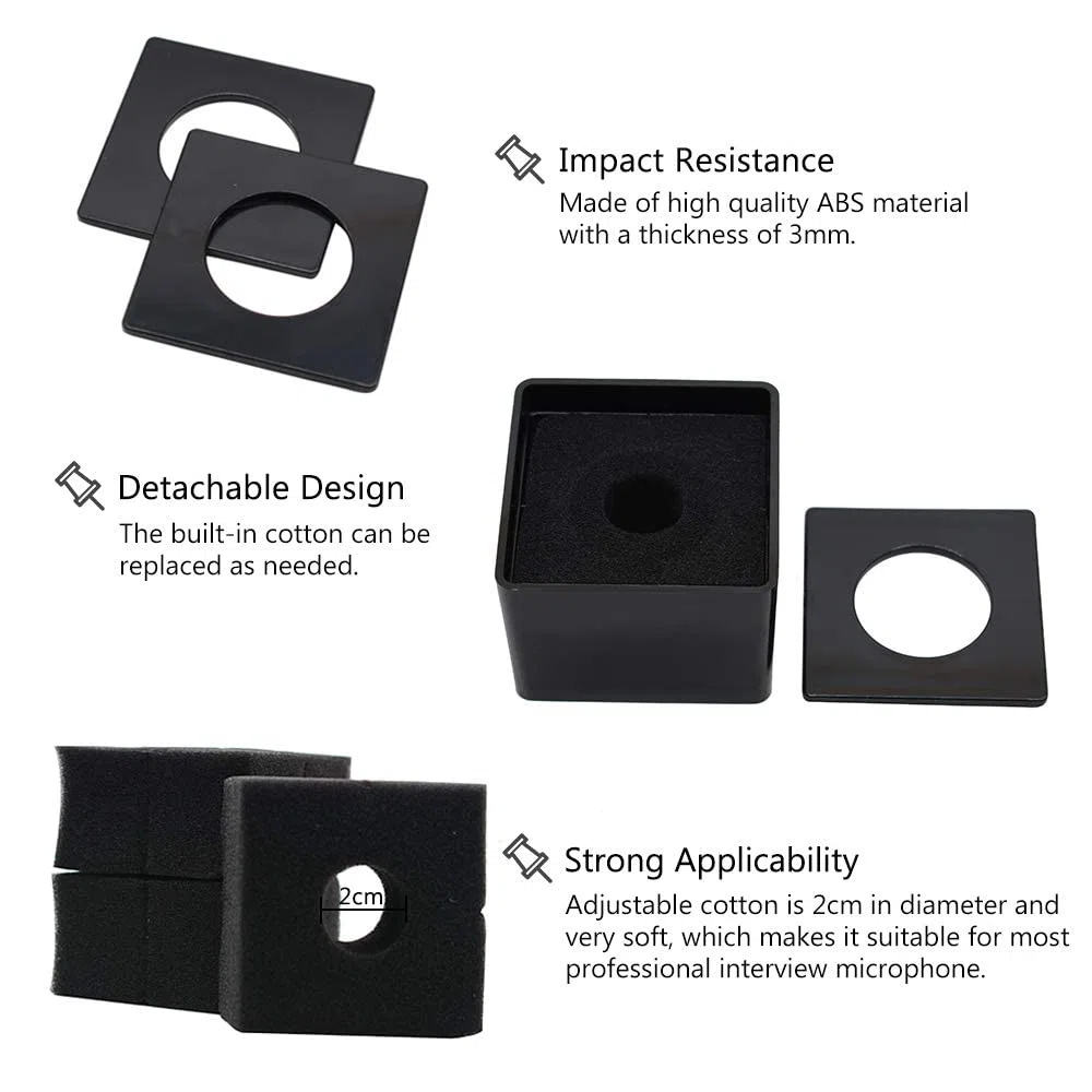 RETON 2 Pacchi Microfono Flag Station Quadrato a Forma di Cubo con Logo del Microfono con Copertura in Microfibra da 10 Pezzi (2 Flag+10 Cover)