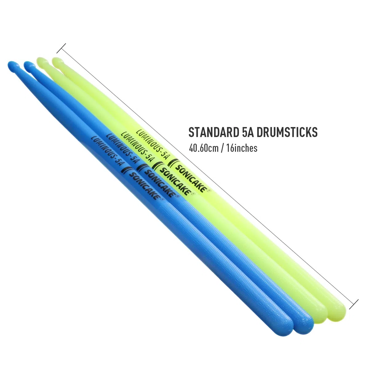 SONICAKE bacchetta per batteria 5A blu e verde 2 coppie