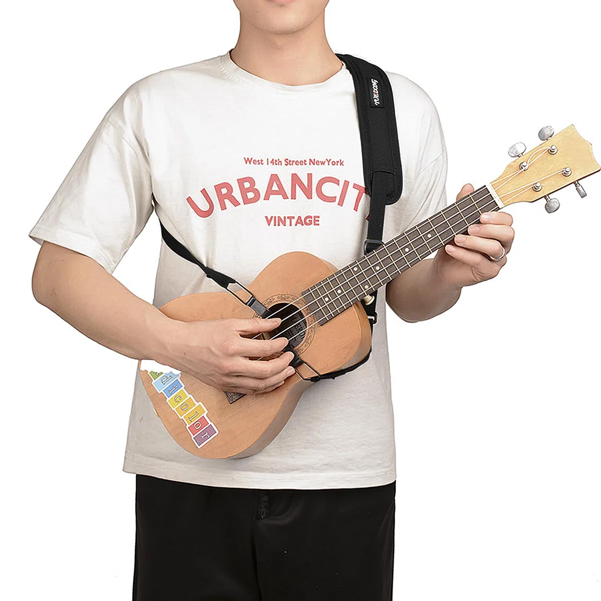 OhMill Cinghia per Ukulele in Cotone Antiscivolo e Regolabile Con Gancio - Accessori per Chitarra e Strumenti Generali