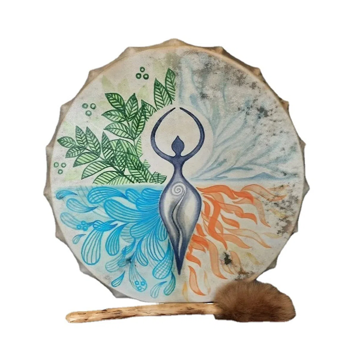 BestAlice Tamburo sciamanico, Tamburo a mano da 10 pollici con decorazione Albero della Vita, con bacchette, Suonatore di strumenti, Guaritore sonoro, Tamburo sciamanico, Regalo per gli amanti della