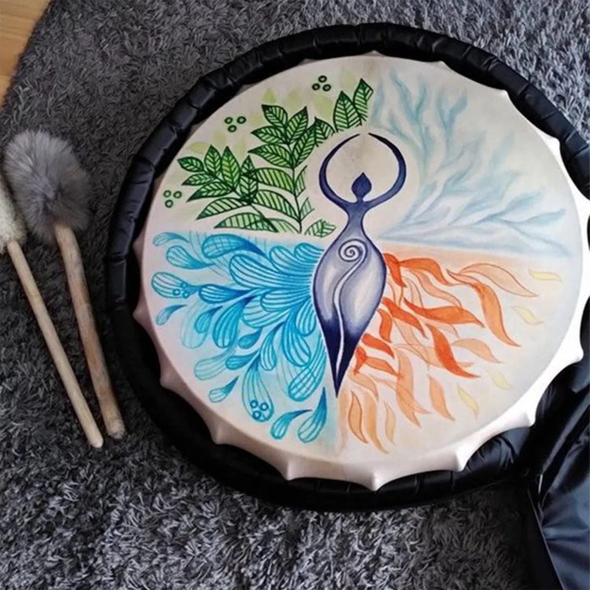 BestAlice Tamburo sciamanico, Tamburo a mano da 10 pollici con decorazione Albero della Vita, con bacchette, Suonatore di strumenti, Guaritore sonoro, Tamburo sciamanico, Regalo per gli amanti della