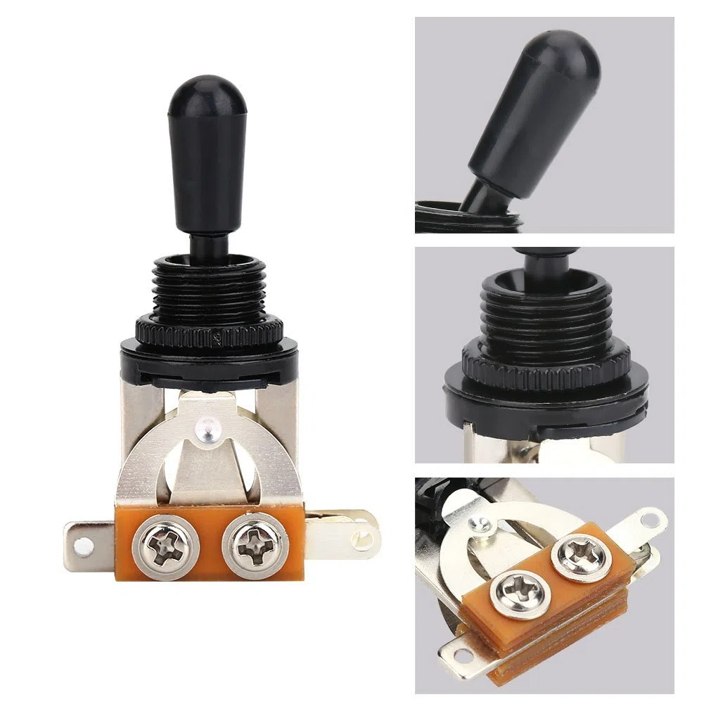 Interruttore a levetta in metallo a 3 vie con punta nera, selettore pickup per chitarra elettrica stile LP (nero)