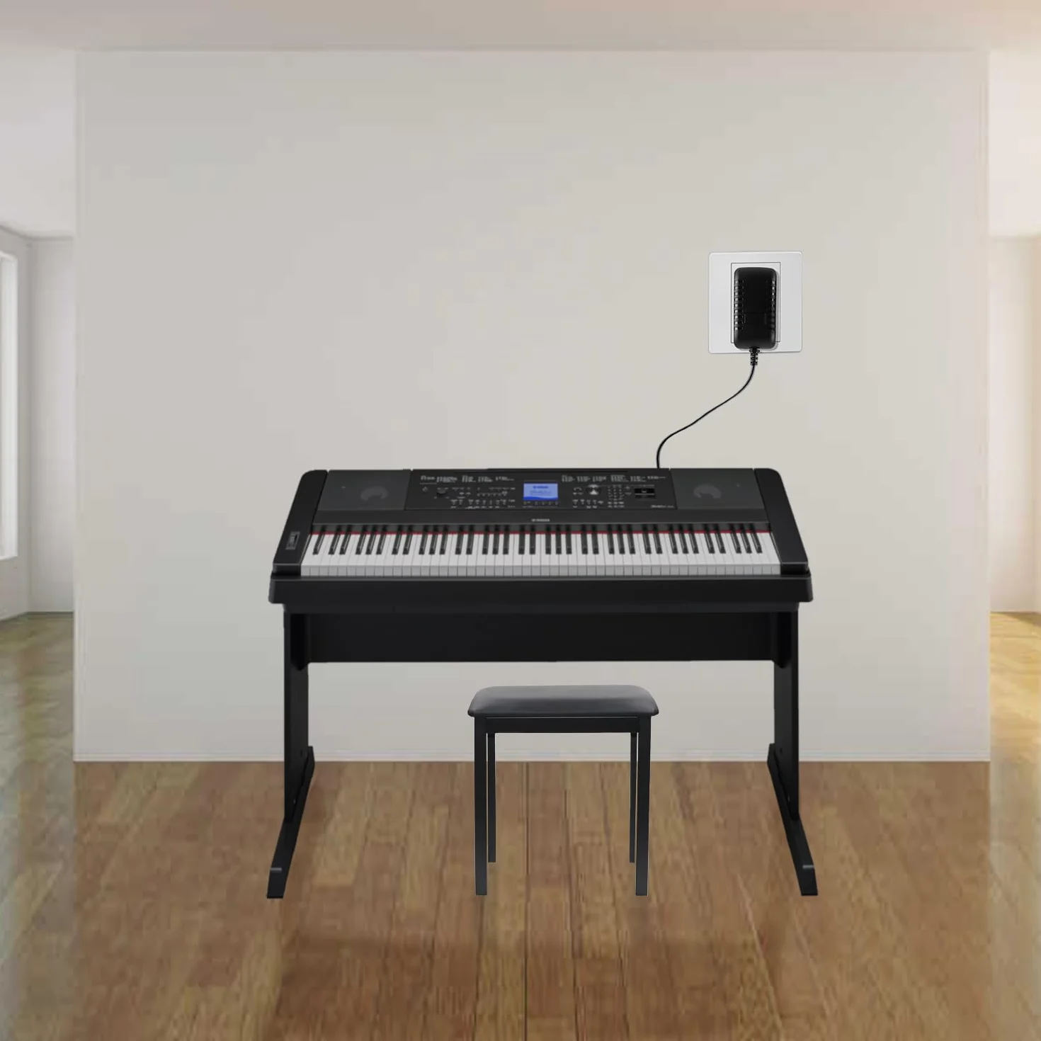 Adattatore da 12 V, cavo di ricarica compatibile con Yamaha Piano Keyboard PSR-E383, PSR-F52, PSR-E473, PSR-78, P-145, P-225, NP-15, NP-35, PA-130, PA-150b, P125, EZ-220