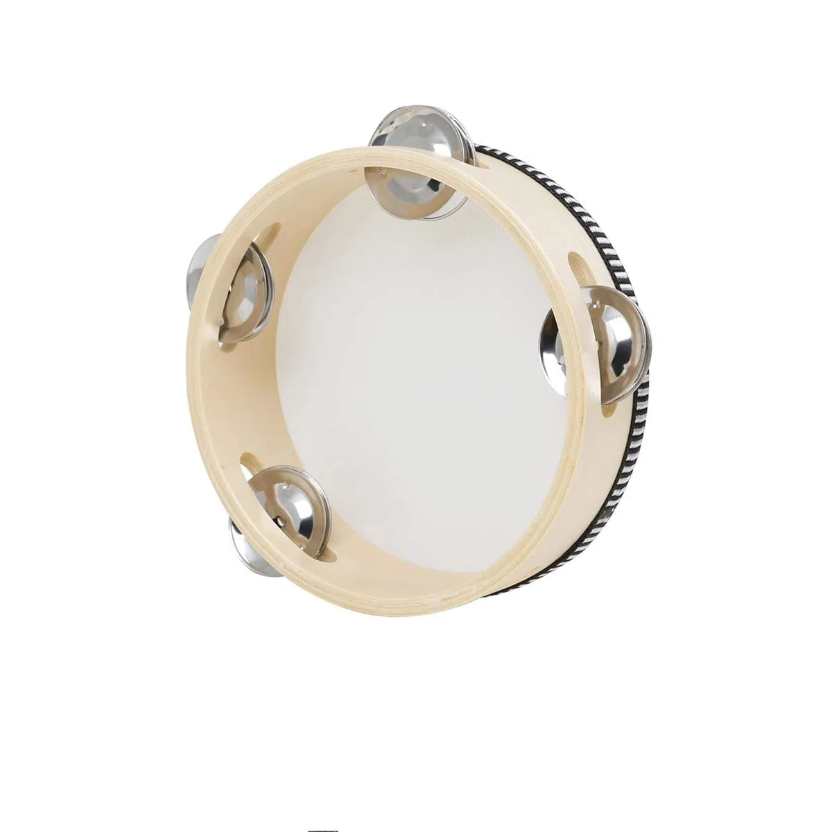 Tamburello, Tambourine In Legno, Mano Tamburelli, Tamburello a Mano in Legno a Fila Singola da 6 Pollici, per Feste da Ballo, Giochi, Accompagnamento di Canto,1 Confezione