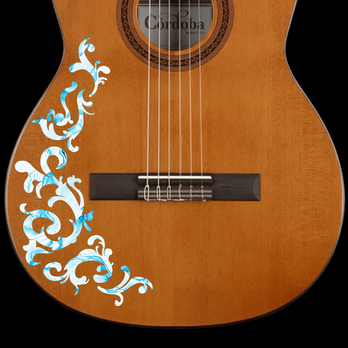 PLIGREAT Confezione da 2 Adesivi per Chitarra Rimovibili Blue Vines Pattern Transfers Decalcomanie per Chitarra per Chitarre Acustiche Chitarre Elettriche Bass Decor Guitar Side Panel Decalcomanie