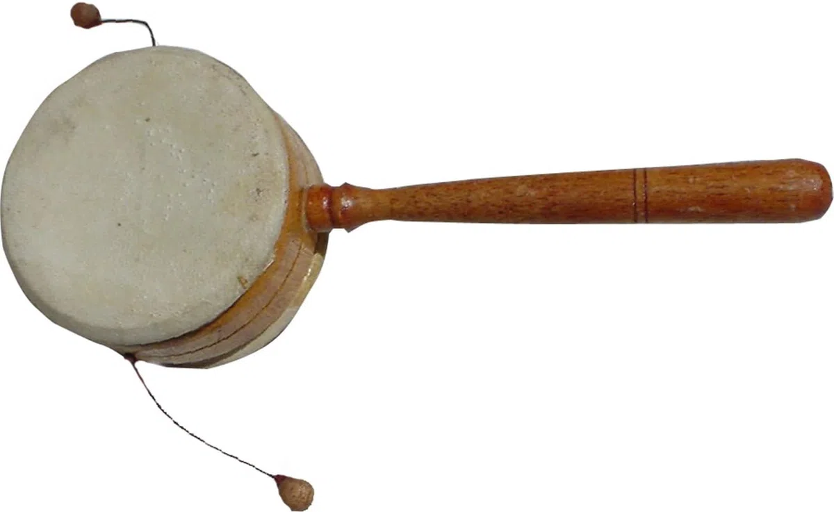 Guru-Shop Strumento Musicale in Legno, Percussioni Musicali Strumento Sonoro Ritmico a Percussione, Fatto a Mano - Tamburo Rotante 2, Marrone, Strumenti Musicali