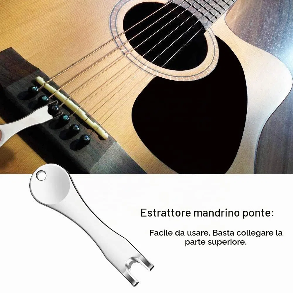 LYTIVAGEN Piroli Chitarra Acustica 12 Pz Perni per Chitarra 2 Pezzi Ponte Sella e Dado e Perni del Ponte Estrattore per Ponti Rimuovere Strumento Folk Chitarra Parti