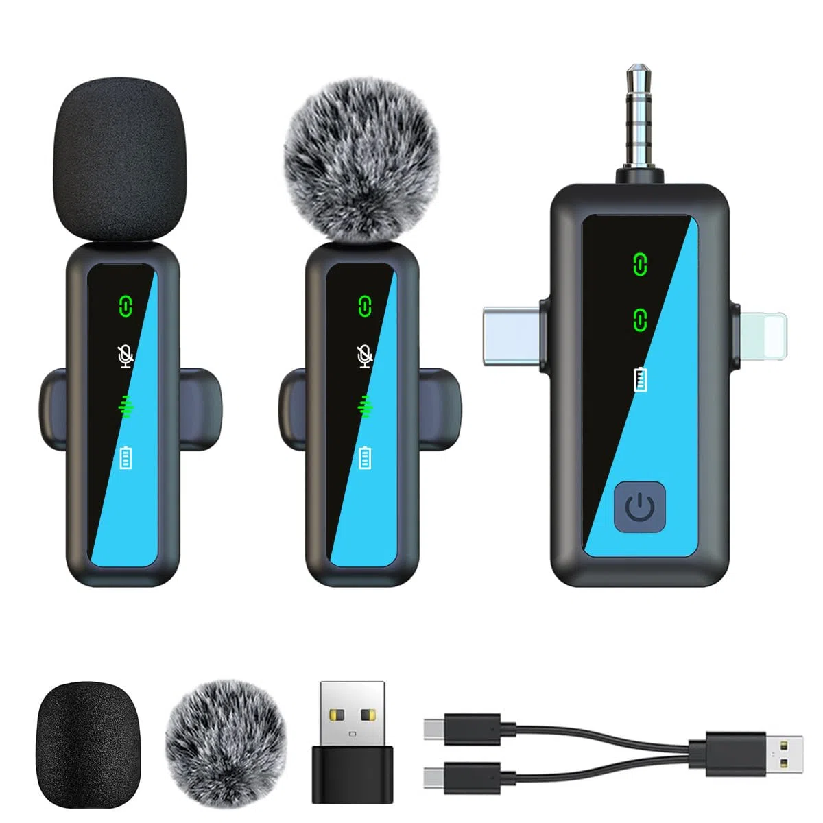 Mini Microfono Wireless per iPhone/Android/PC, Microfono Lavalier Antirumore per Smartphone, Microfoni da Bavero a Clip Senza Fili per Live Streaming, Vlogging e Interviste Podcast