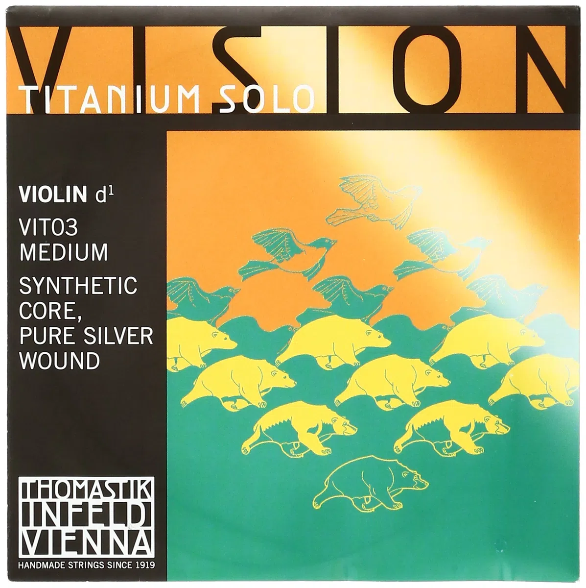 Thomastik Corda per violino 4/4 Vision Titanium Solo - corda Re nucleo sintetico, rivest. argento puro, media