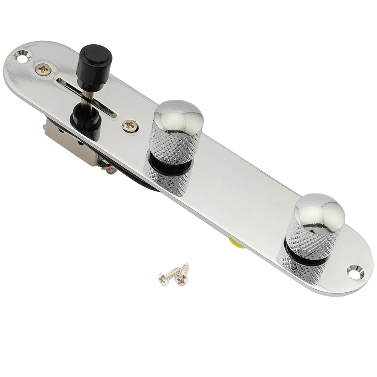 Musiclily 32mm Piastra di Controllo Pre-cablata Interruttore 3 Vie con Cablaggio Loaded Tele Control Plate per Chitarra Elettrica Telecaster, Cromato