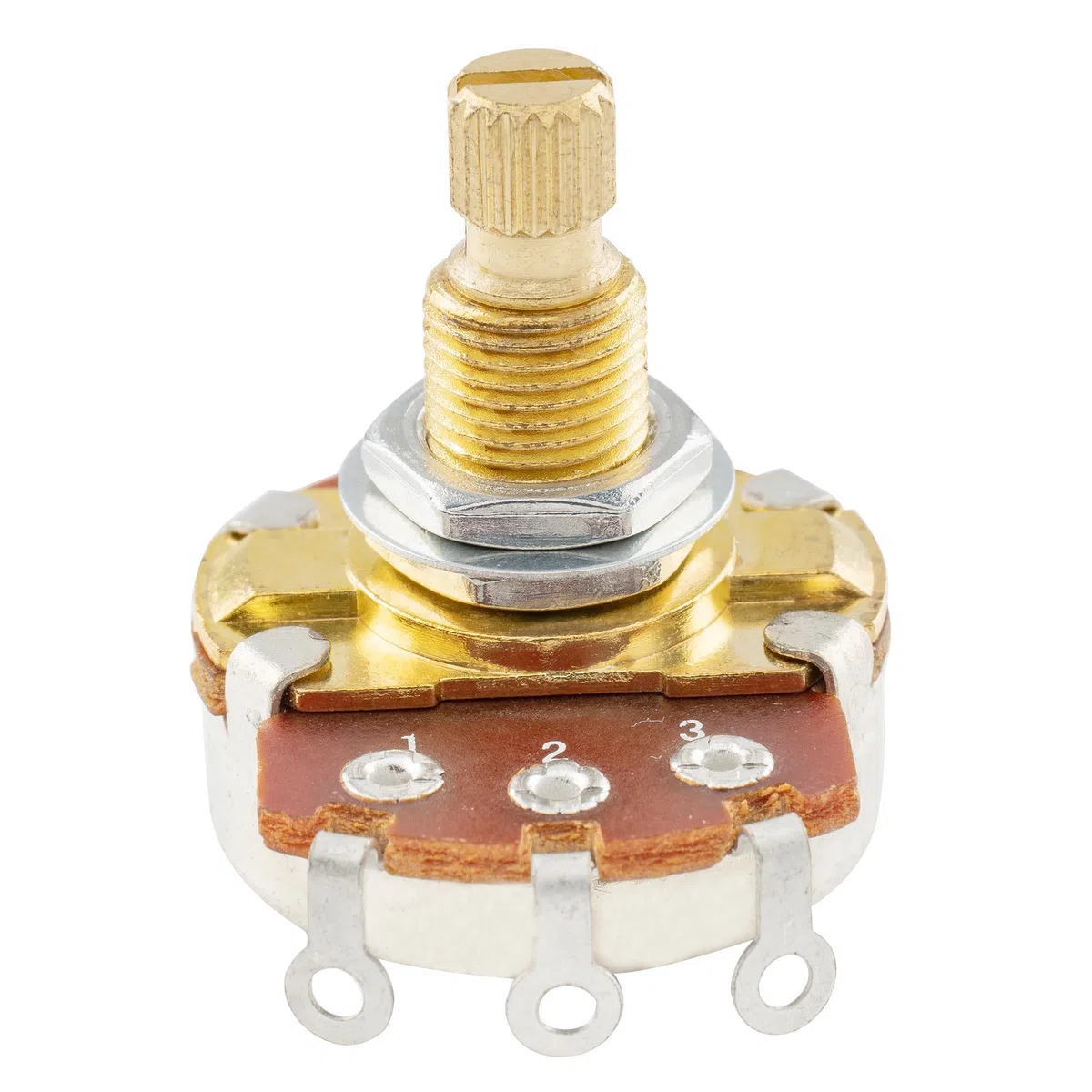 Musiclily Pro Filettatura Ottone Full Metrica A25K Split Shaft Potenziometro Audio Taper Pots per Chitarra Elettrica Basso (Set di 2)