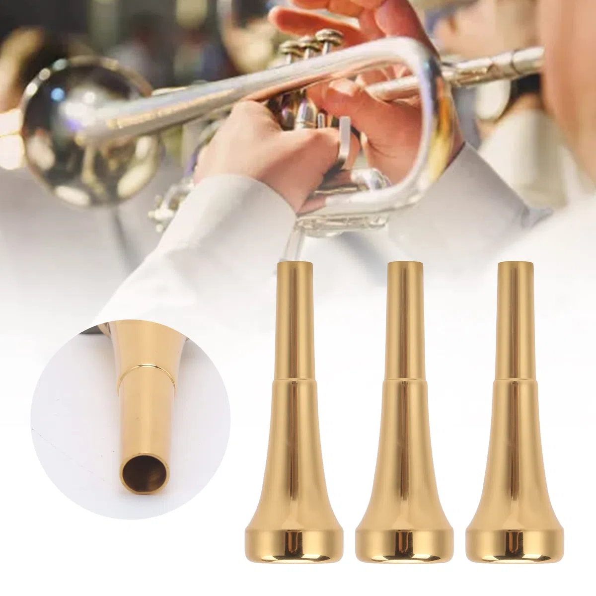 Bocchino per Tromba in Ottone Dorato Accessori per Tromba a Tono Brillante 3C 5C 7C per Principianti e Professionisti(5C)