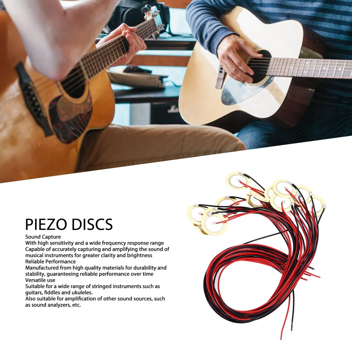 Basso Rumore 20 Pezzi 35 Mm Precablati Elementi Piezoelettrici Cicalino Sensore Trigger Disco per Batteria, Tono Eccellente, Materiale in Ottone Eccellente, Ampia Applicazione