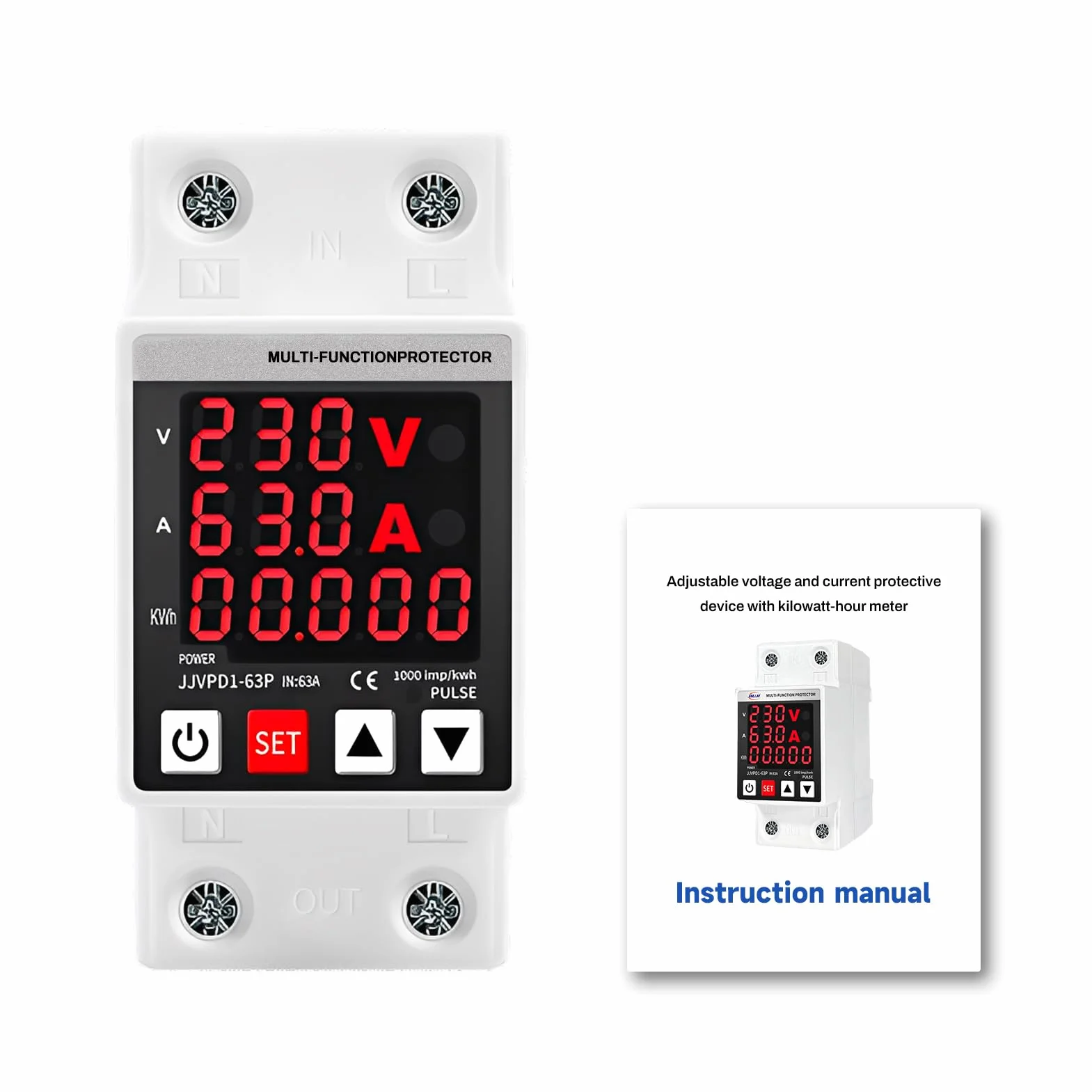 Stabilizzatore di tensione AC230V 63A protezione da sovratensioni di ripristino regolabile stabilizzatore di corrente display a LED Protezione da sovracorrente e sovratensione