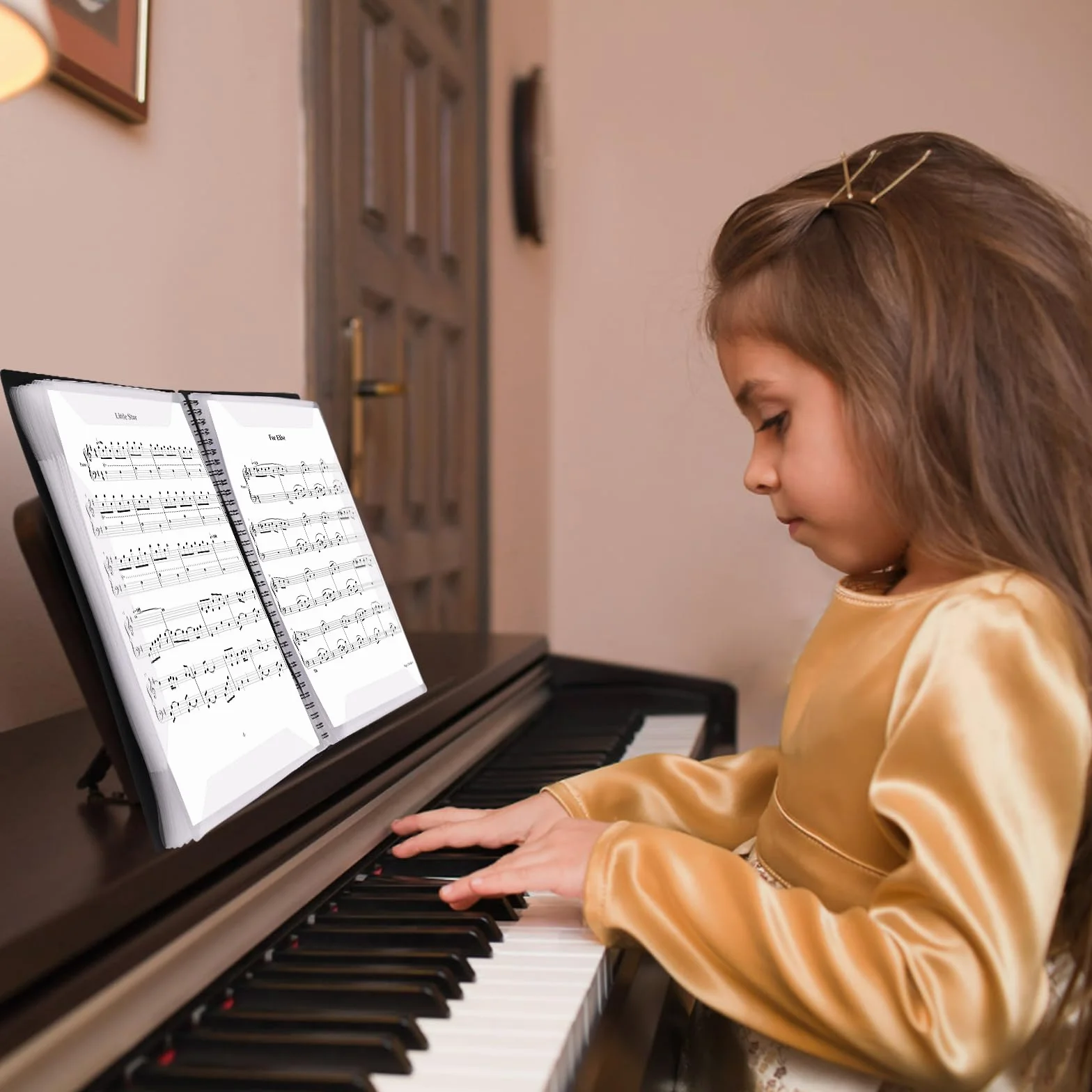 Cartella per spartiti musicali A4, porta spartiti per consentire annotazioni, elimina i riflessi, 60 pagine a spirale per spartiti musicali, colore: verde