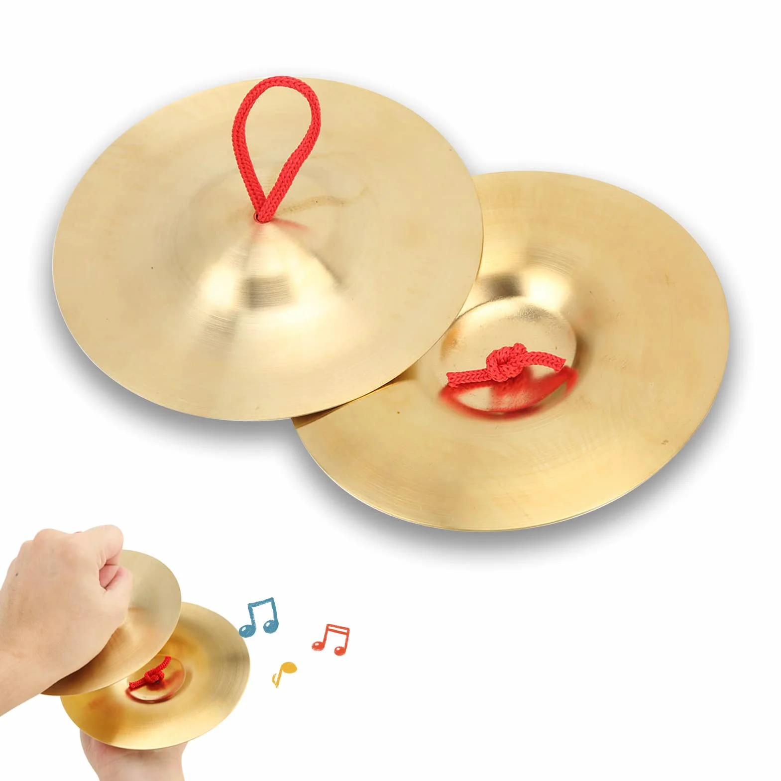Crash di Piatti, 2 Pezzi 14,7cm/5,79 Piatto Crash Strumento a Percussione Giocattolo Tamburo Piatti in Ottone Attrezzatura Musicale per Batteria e Percussioni per Bambini Adulti