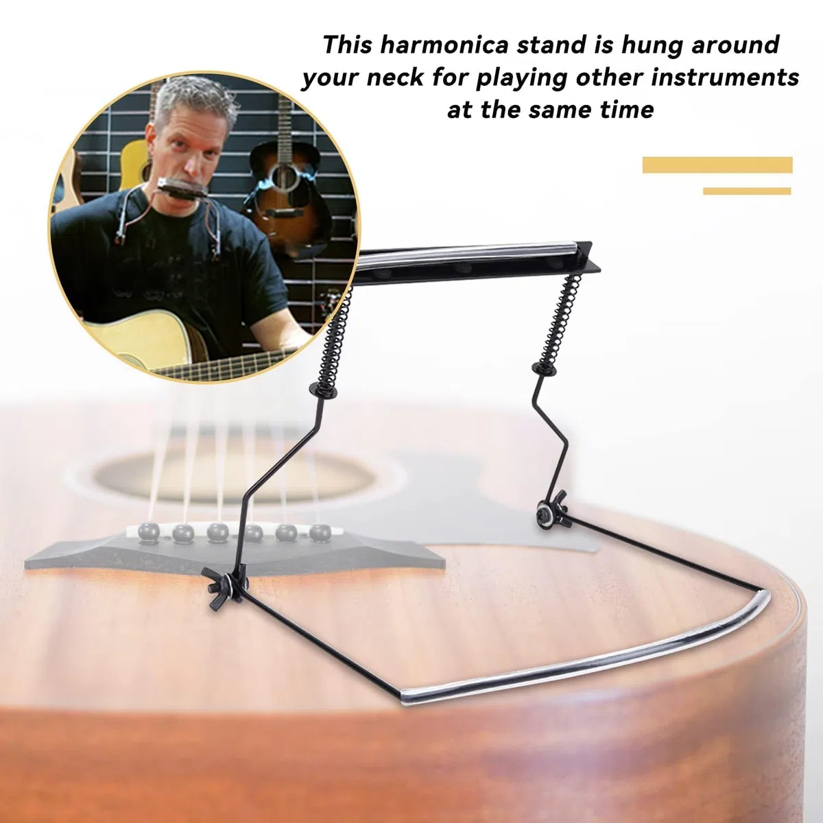 Supporto per Armonica, Morsetto per Armonica a 10 Fori Regolabile Accessorio di Supporto per Armonica in Metallo Supporto per Rack per Collo per Armonica