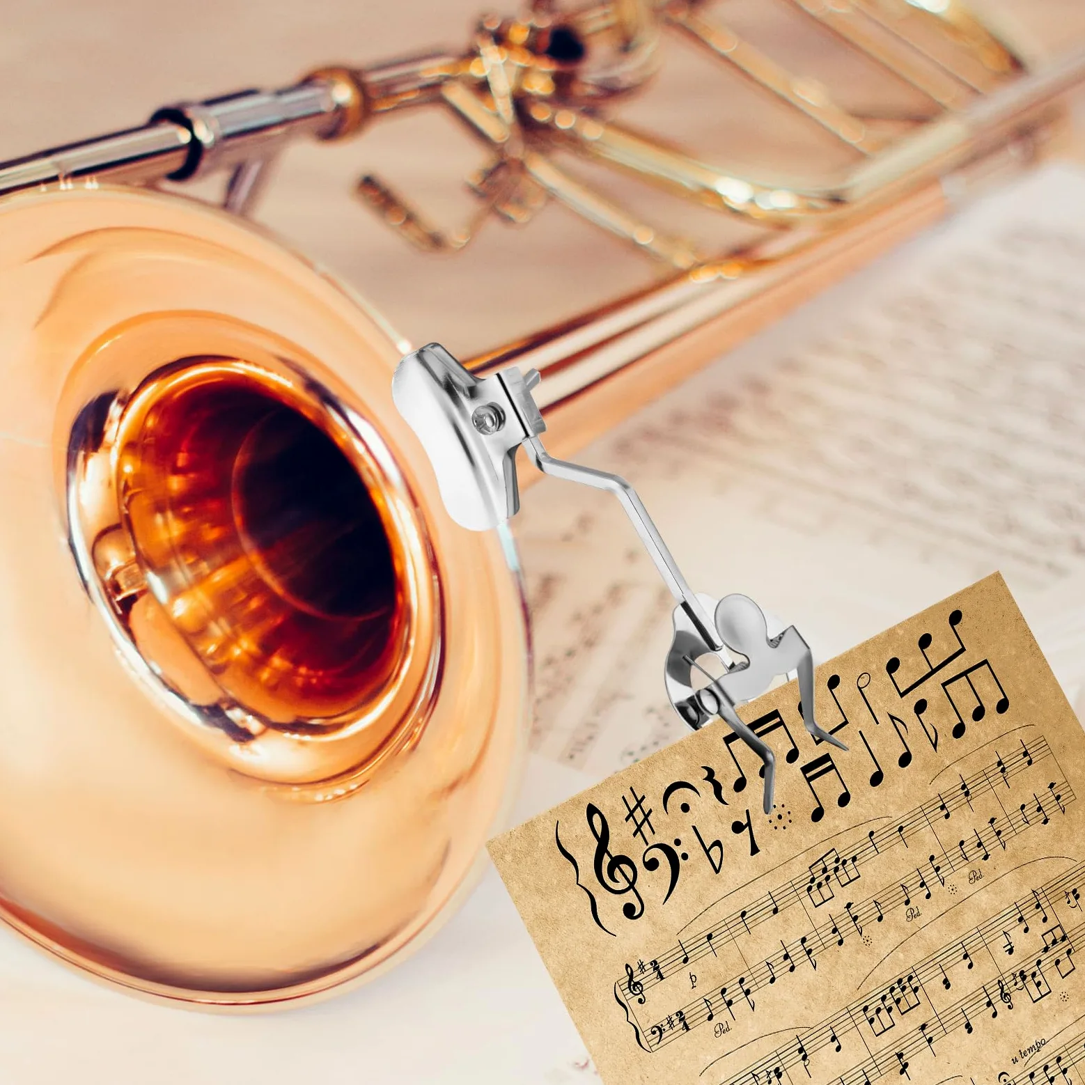 Trombone Clip Musicale, Supporto per Spartiti Musicali per Trombone Supporto Portatile per Spartiti Musicali in Metallo Accessori per Strumenti per Principianti si Esercitano Nella Musicale