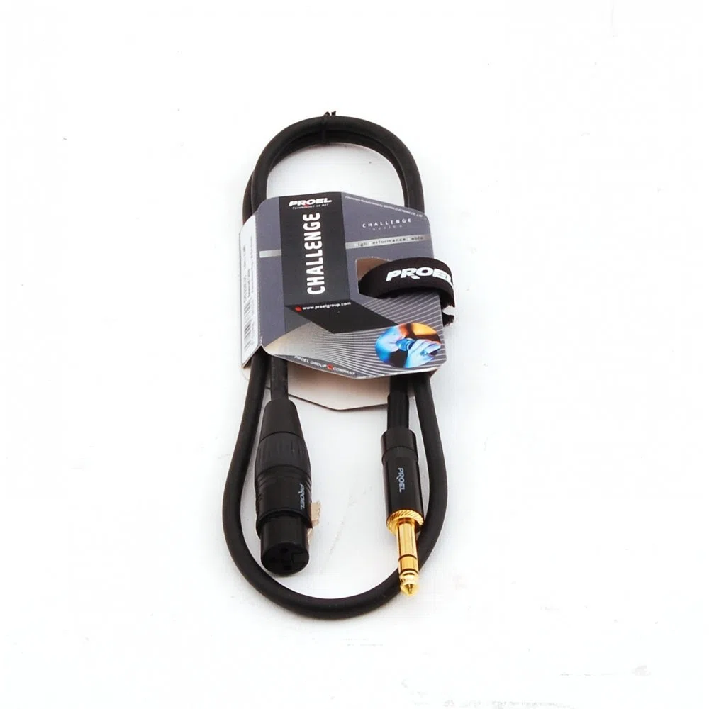 PROEL CHL210LU3 - Cavo audio con connettori Jack Dritto Maschio Stereo 6.3mm a Cannon XLR F, da 3mt, guaina nera.