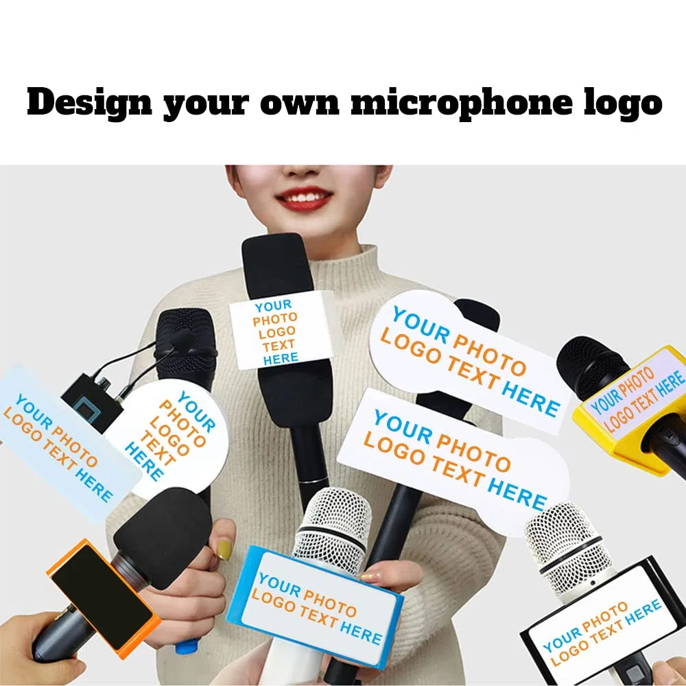 Logo Personalizzato Microfono Live Equipment - Triangolo Intervista, Karaoke (Quadrato Nero)