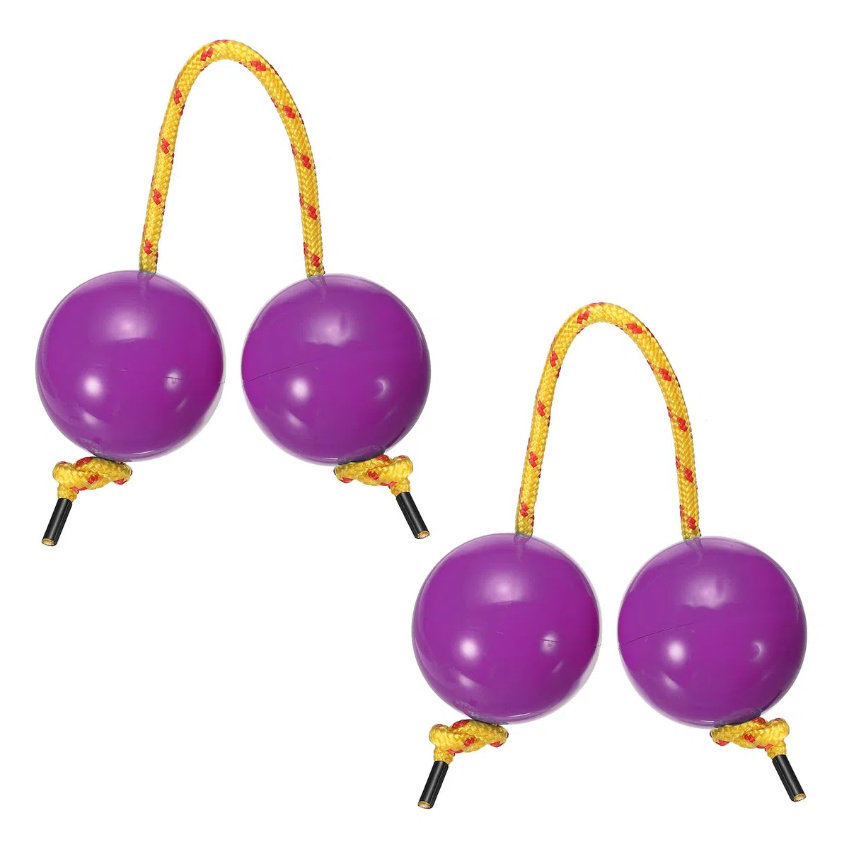 Shaker ritmico africano Kashaka con corda gialla per feste (confezione da 2, viola)