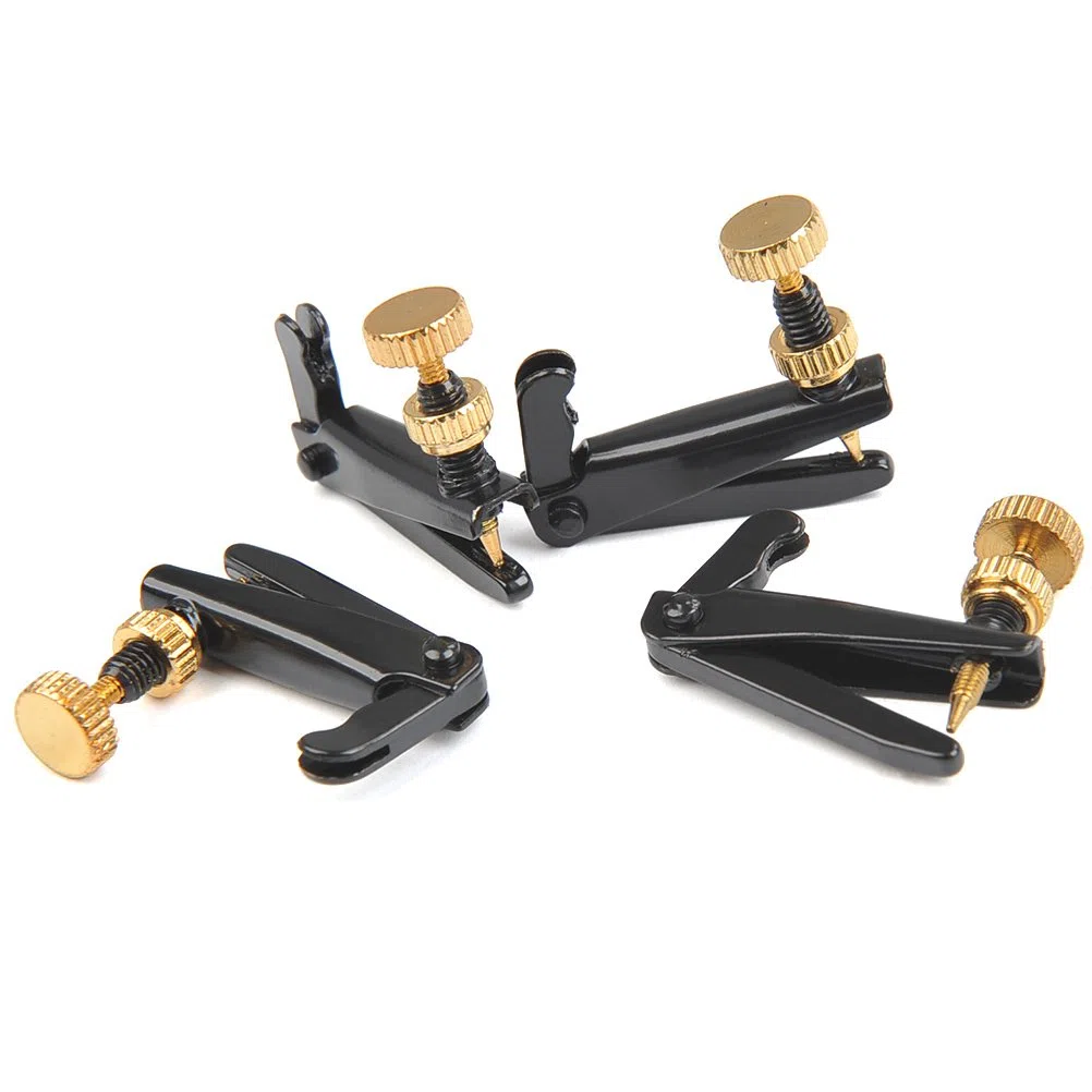 TIMESETL 4Pack Violino Fine Tuners per 4/4-3/4 Violino Metal Thong Adjuster Nickel Plated Anti Ruggine (Nero + Oro)