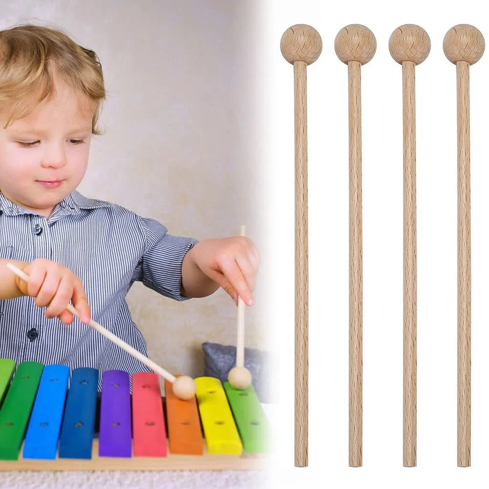 Bacchette per Marimba, Glockenspiel Sticks, 4 Pezzi Bacchette in Legno Bacchette per Percussioni per Xilofono Bambini Bacchette Xilofono Legno Strumento a Percussione