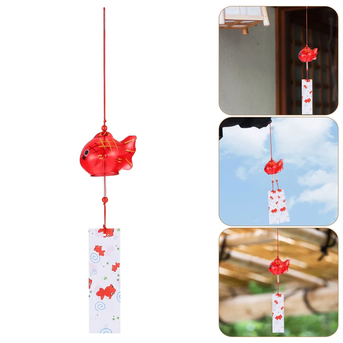 Giapponese Campanelli Eolici Campane a di Vetro Giapponese Pesci Rossi Edo Furin Campanelli a in Vetro Campane Suncatcher Fiore Carillon Fatti a Mano Regali di