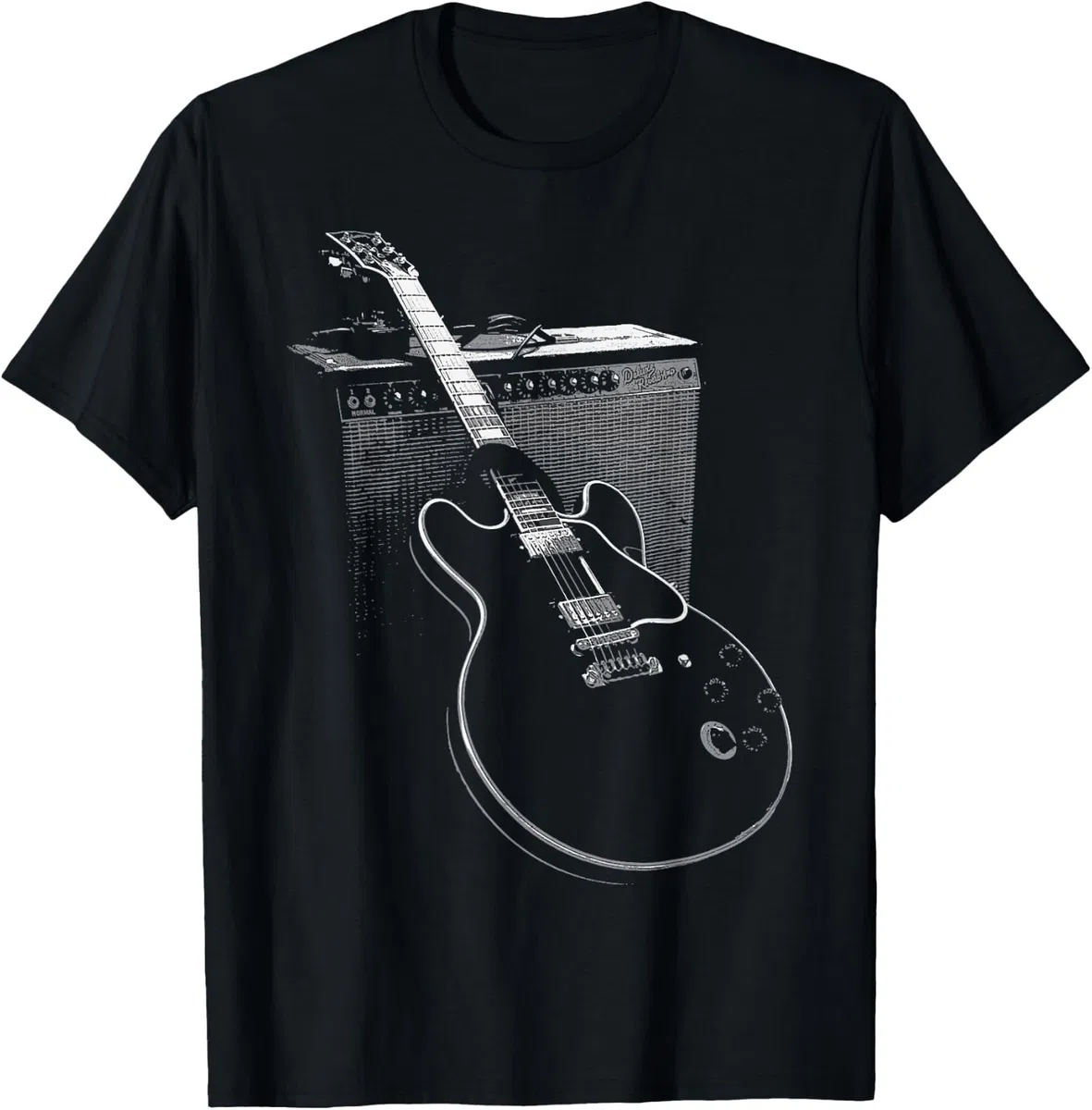 Chitarra blues e amplificatore, regalo retrò chitarrista Maglietta