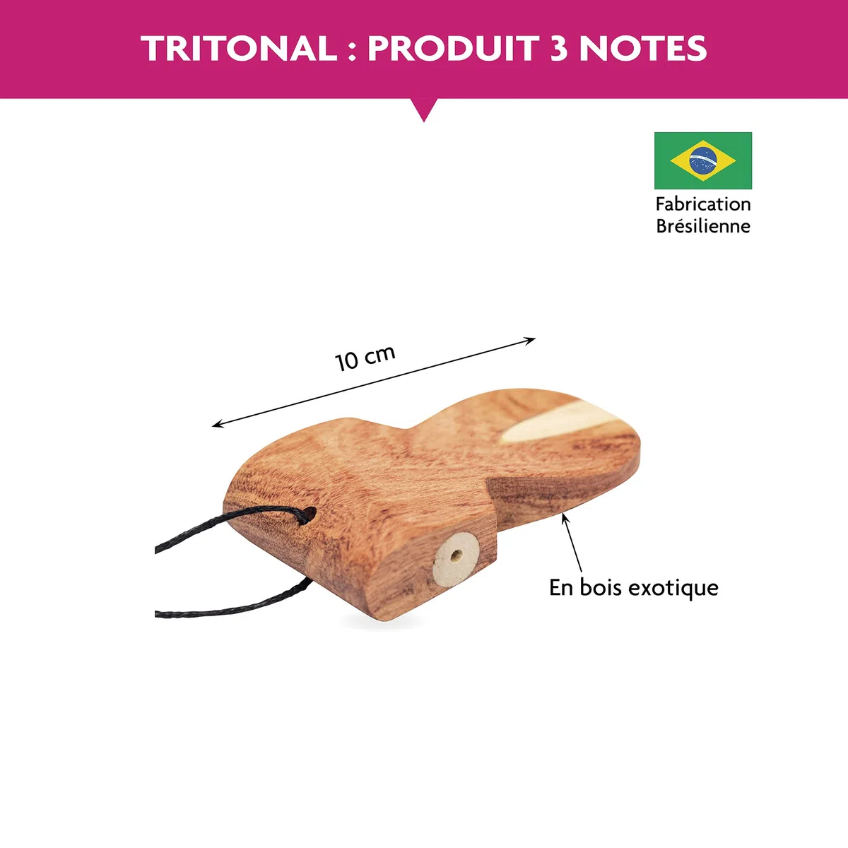 FUZEAU - 7009 - Fischietto brasiliano tritonale in legno - Apito de samba - Atmosfera ritmata a 3 toni - Brasile - Dai 12 anni