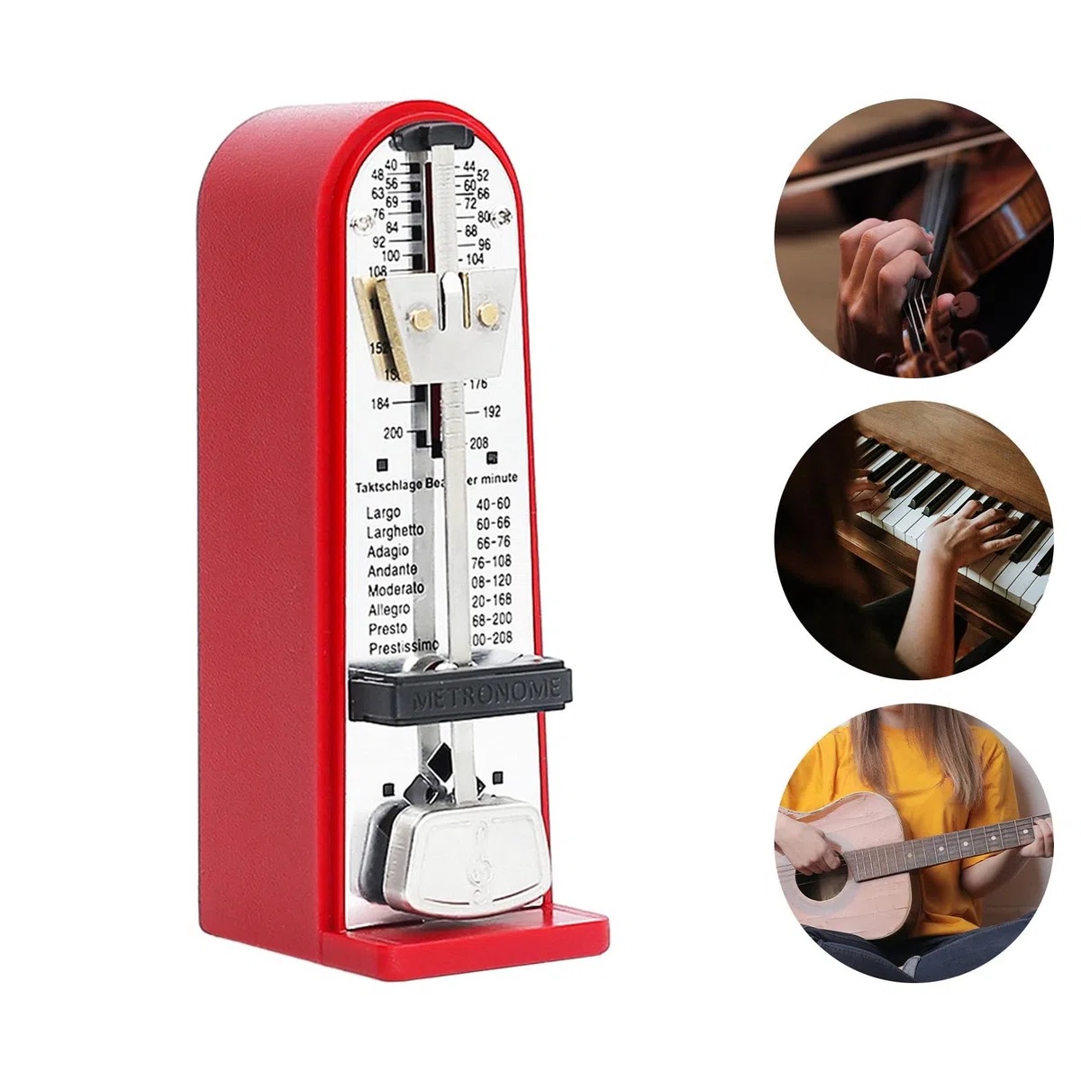 Metronomo meccanico Accurate Track Beat Tempo, metronomo professionale per chitarra ukulele, Rosso