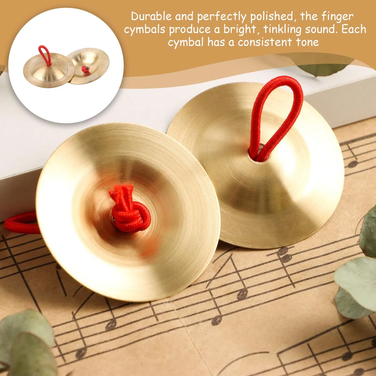 2 paia di bacini per dita, strumento per la bacinella delle dita, cannella, strumenti, strumenti per le dita, in ottone, per strumenti musicali, danza del ventre e ritmo per ballerini alle feste.
