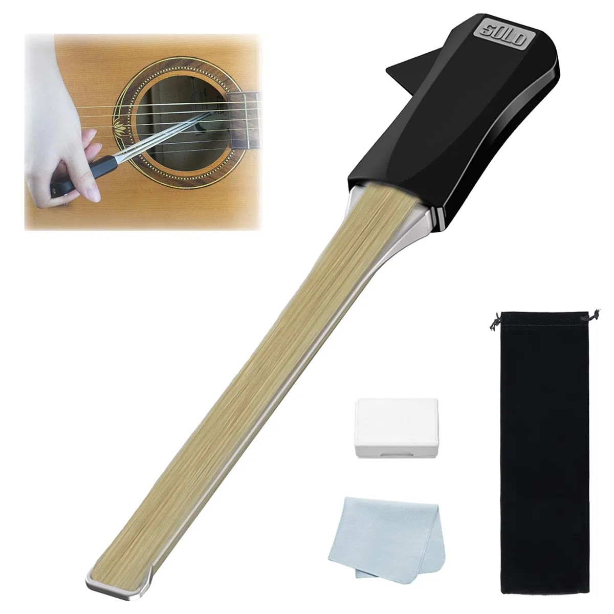 Archetto per Chitarra a Doppia Faccia, Strumento Portatile e Multiuso, Accessori per Chitarra Coda di Cavallo Plettro Integrato Creativo Manuale