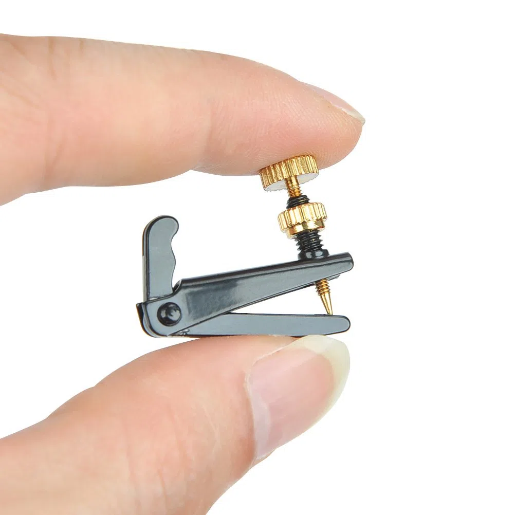 TIMESETL 4Pack Violino Fine Tuners per 4/4-3/4 Violino Metal Thong Adjuster Nickel Plated Anti Ruggine (Nero + Oro)
