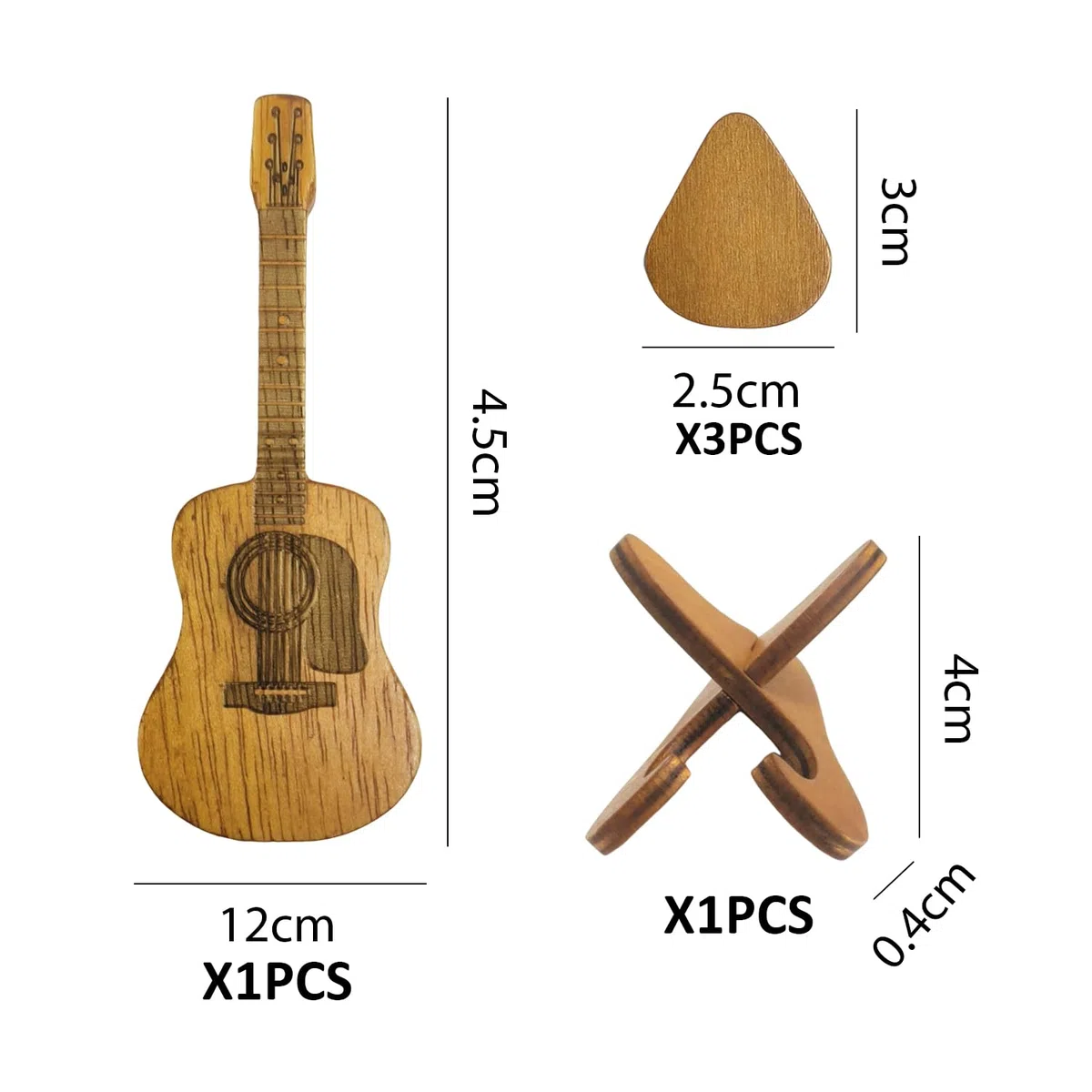 1 Set Di Plettri Per Chitarra, Plettro In Legno, Supporto Per Plettri, Plettro Portatile, Set Di Accessori Per Chitarra
