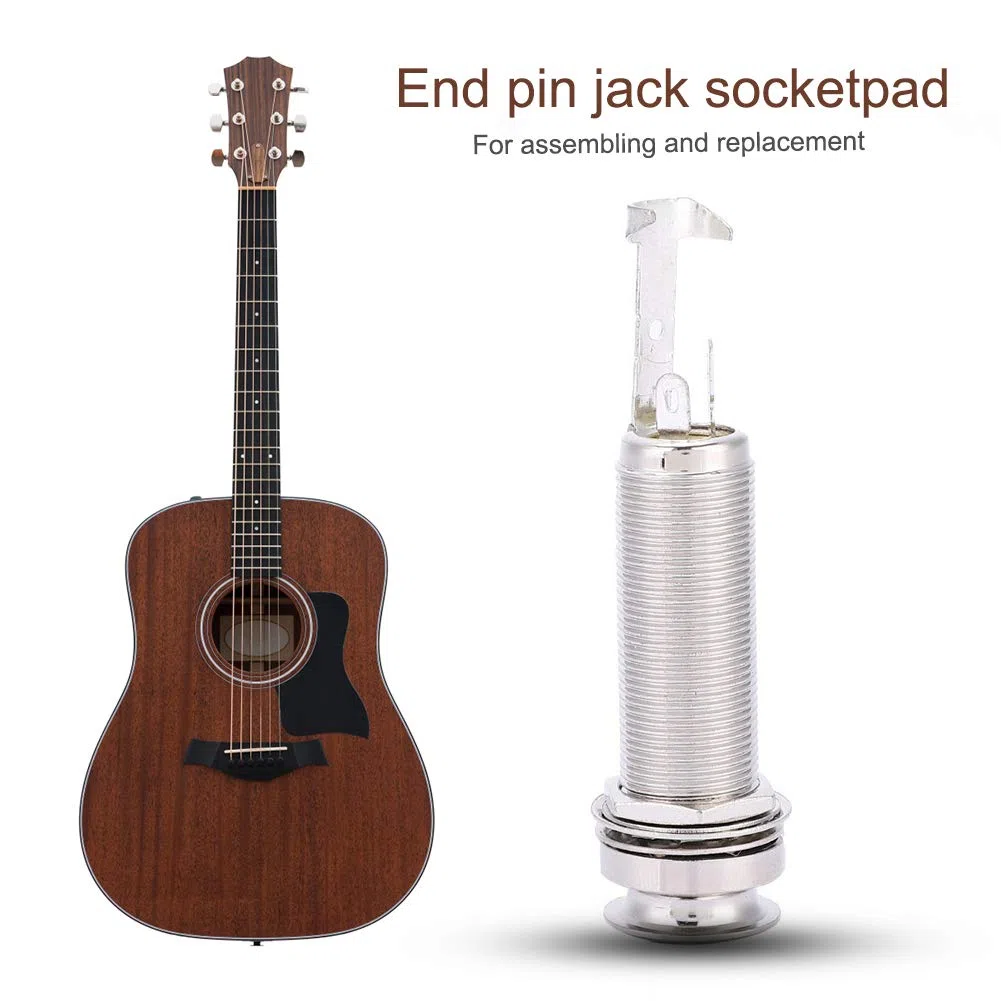Jack Endpin per Chitarra, Presa Jack Mono Pin in Rame 6306 per Chitarra Elettrica Pickup Ukulele(argento)