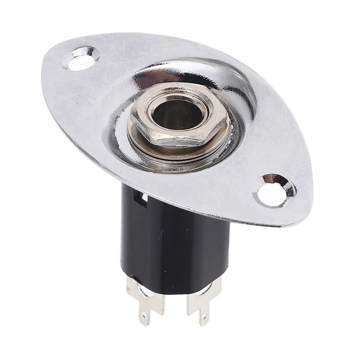 Piastra Jack per Chitarra Elettrica, Presa per Piastra Jack per Chitarra da 6,35 Mm Costruzione in Metallo Piastra di Uscita Jack per Chitarra a Forma Ovale con Riduzione del