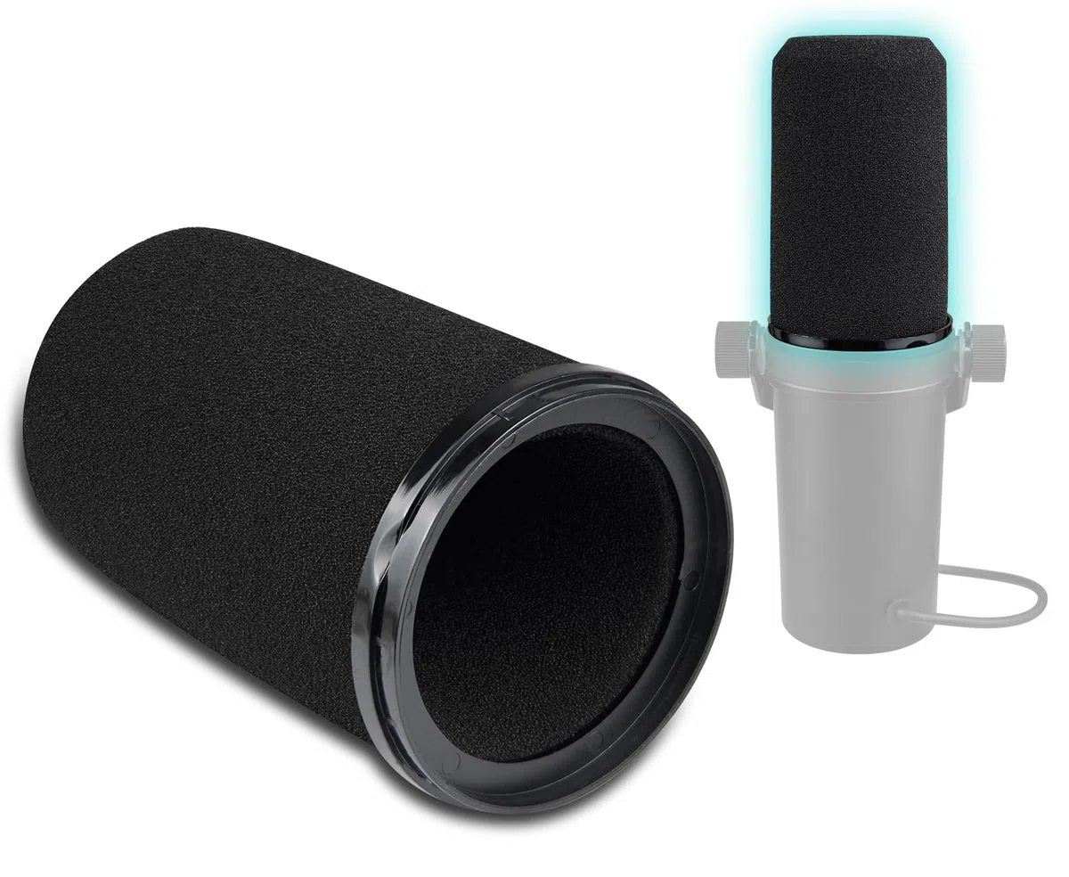 SOULWIT Aggiornato Schiuma Microfono Pop Filter per Shure SM7B/SM7dB, Protezione Copertura in Spugna Mic Parabrezza per Modello Cilindrico RK345/RK345B